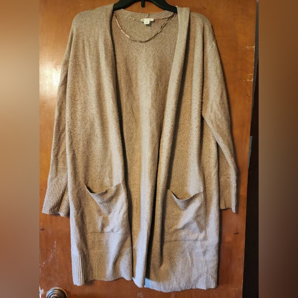 Cozy Tan Open Front Cardigan